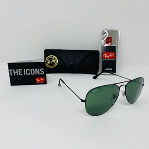 RayBan 62mm RB3026 Double Black Aviator sunglasses